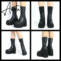 Aiertu Platform Ankle Boots Shoes For Women Goth Gothic Fashion Mid Calf Ankle Women's Boots Female  Winter Brand INS Free Shipping Aiertu