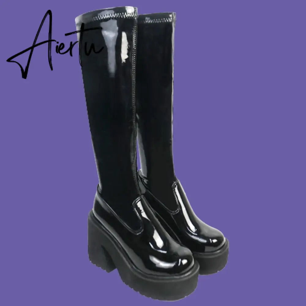 Aiertu Platform Ankle Boots Shoes For Women Goth Gothic Fashion Mid Calf Ankle Women's Boots Female  Winter Brand INS Free Shipping Aiertu