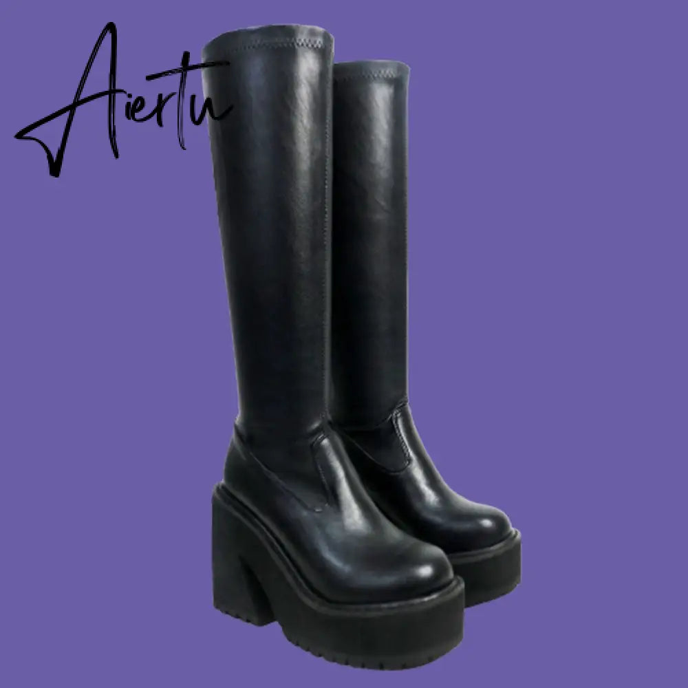 Aiertu Platform Ankle Boots Shoes For Women Goth Gothic Fashion Mid Calf Ankle Women's Boots Female  Winter Brand INS Free Shipping Aiertu