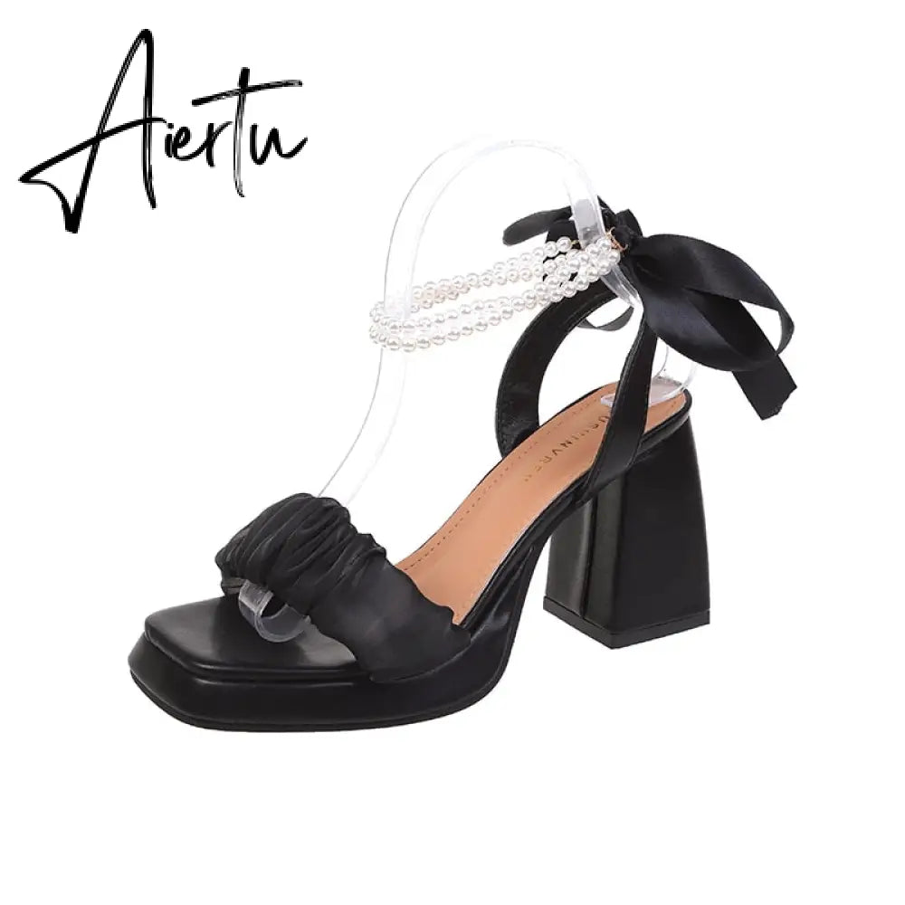 Aiertu Platform Mary Janes Women Lolita Shoes High Heels Party Shoes  Summer Sandals New Brand Chunky Pearl Pumps Ladies Zapatos Aiertu