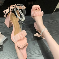 Aiertu Platform Mary Janes Women Lolita Shoes High Heels Party Shoes  Summer Sandals New Brand Chunky Pearl Pumps Ladies Zapatos Aiertu