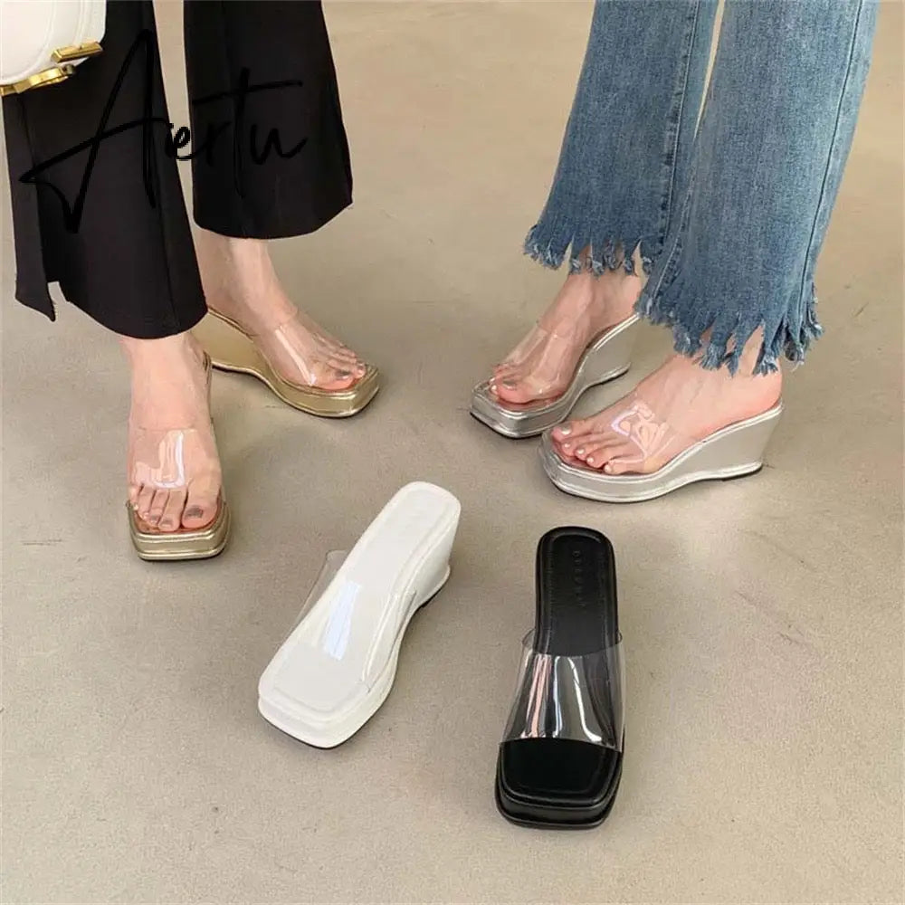Aiertu Platform Plus Size Women Shoes New Sexy Transparent High-heeled Female Summer Sandals Colorful Sole Sandalias Mujer Aiertu
