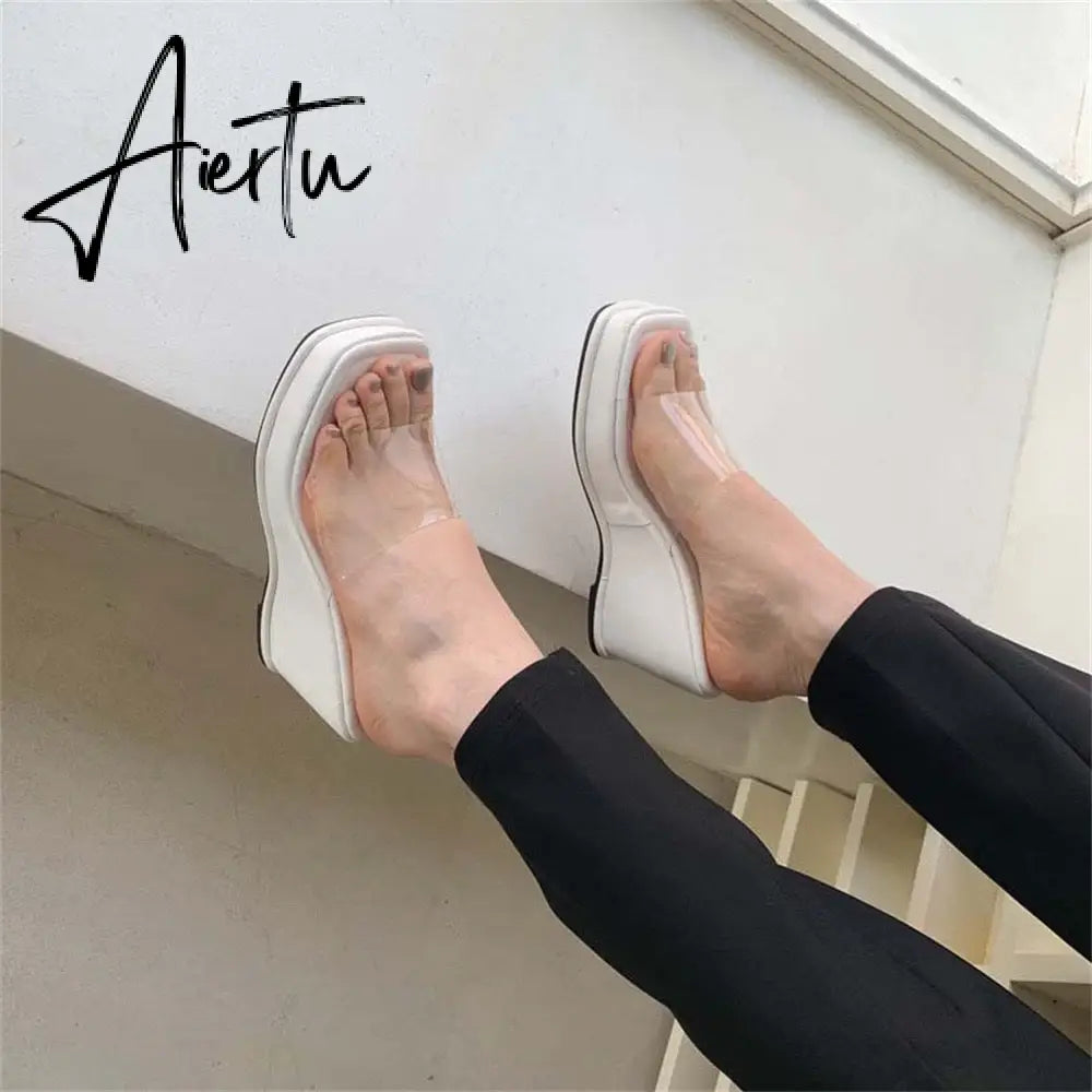 Aiertu Platform Plus Size Women Shoes New Sexy Transparent High-heeled Female Summer Sandals Colorful Sole Sandalias Mujer Aiertu