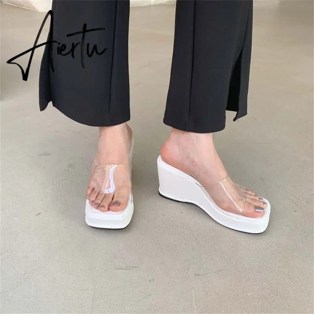 Aiertu Platform Plus Size Women Shoes New Sexy Transparent High-heeled Female Summer Sandals Colorful Sole Sandalias Mujer Aiertu