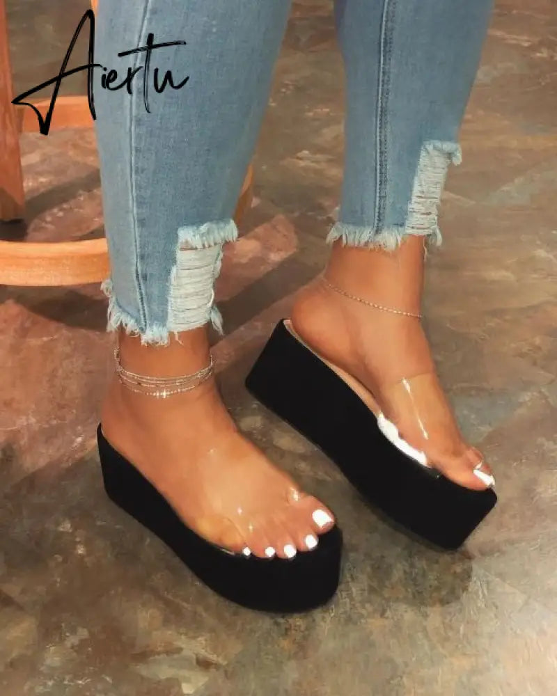 Aiertu Platform Plus Size Women Shoes New Sexy Transparent High-heeled Female Summer Sandals Colorful Sole Sandalias Mujer Aiertu