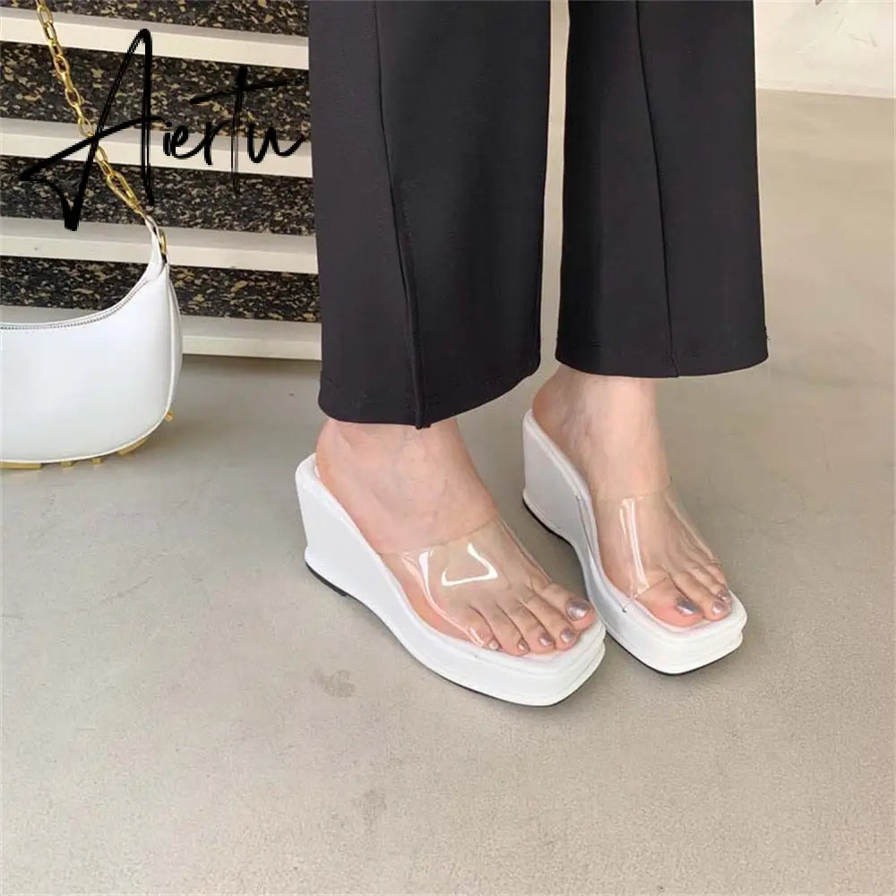 Aiertu Platform Plus Size Women Shoes New Sexy Transparent High-heeled Female Summer Sandals Colorful Sole Sandalias Mujer Aiertu