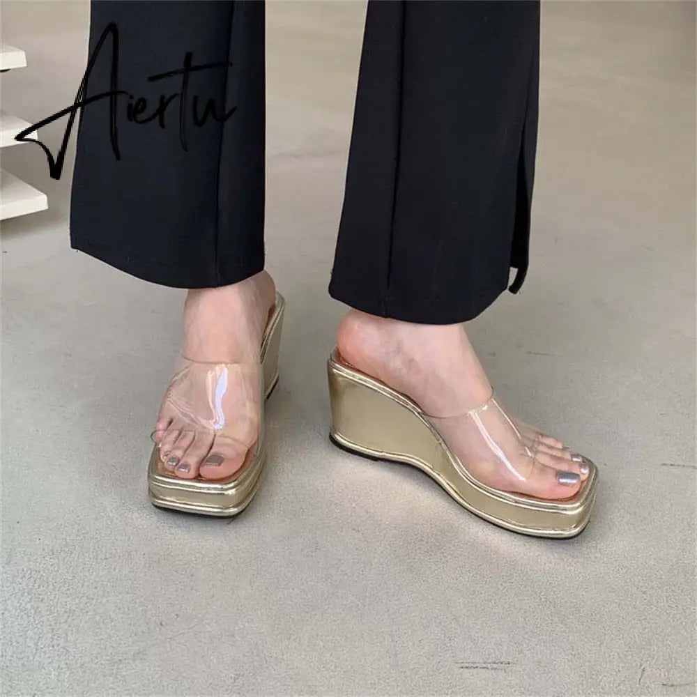 Aiertu Platform Plus Size Women Shoes New Sexy Transparent High-heeled Female Summer Sandals Colorful Sole Sandalias Mujer Aiertu