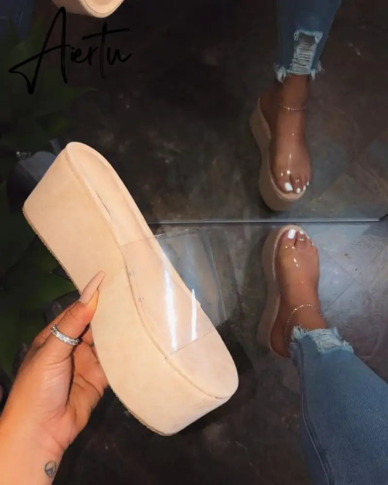 Aiertu Platform Plus Size Women Shoes New Sexy Transparent High-heeled Female Summer Sandals Colorful Sole Sandalias Mujer Aiertu
