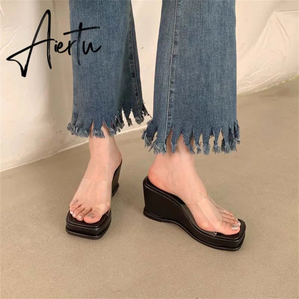 Aiertu Platform Plus Size Women Shoes New Sexy Transparent High-heeled Female Summer Sandals Colorful Sole Sandalias Mujer Aiertu