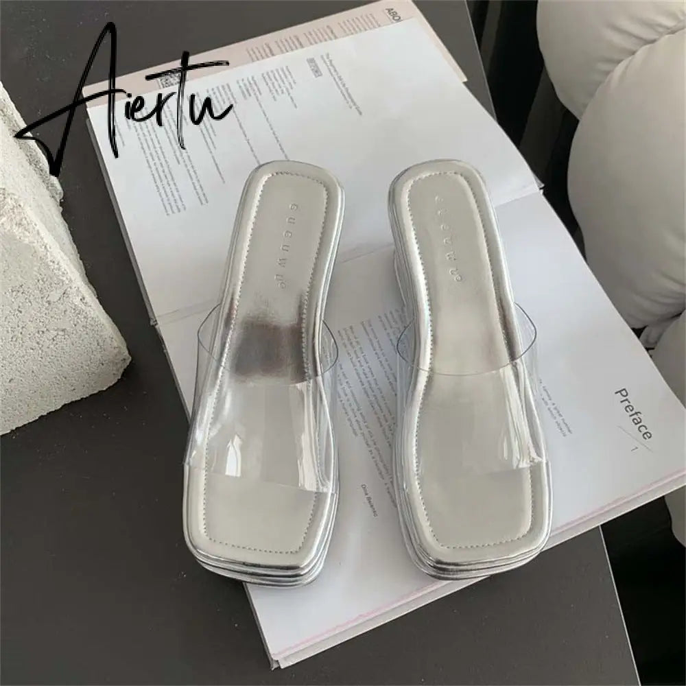 Aiertu Platform Plus Size Women Shoes New Sexy Transparent High-heeled Female Summer Sandals Colorful Sole Sandalias Mujer Aiertu