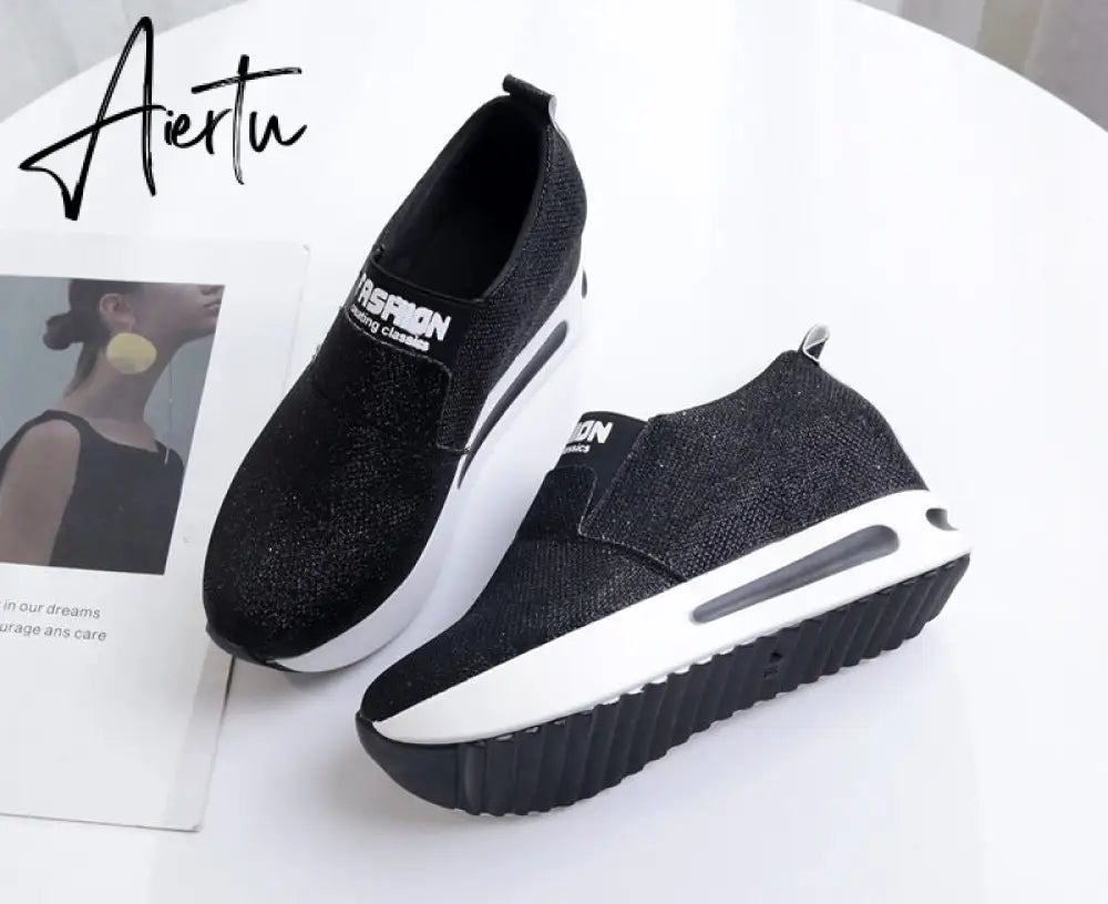 Aiertu platform shoes Flat Shoes women Slip On Casual Platform Shoes women winter women's casual shoes leather shoes slip on sneakers Aiertu