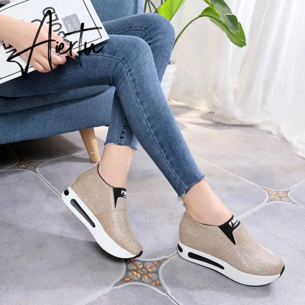 Aiertu platform shoes Flat Shoes women Slip On Casual Platform Shoes women winter women's casual shoes leather shoes slip on sneakers Aiertu