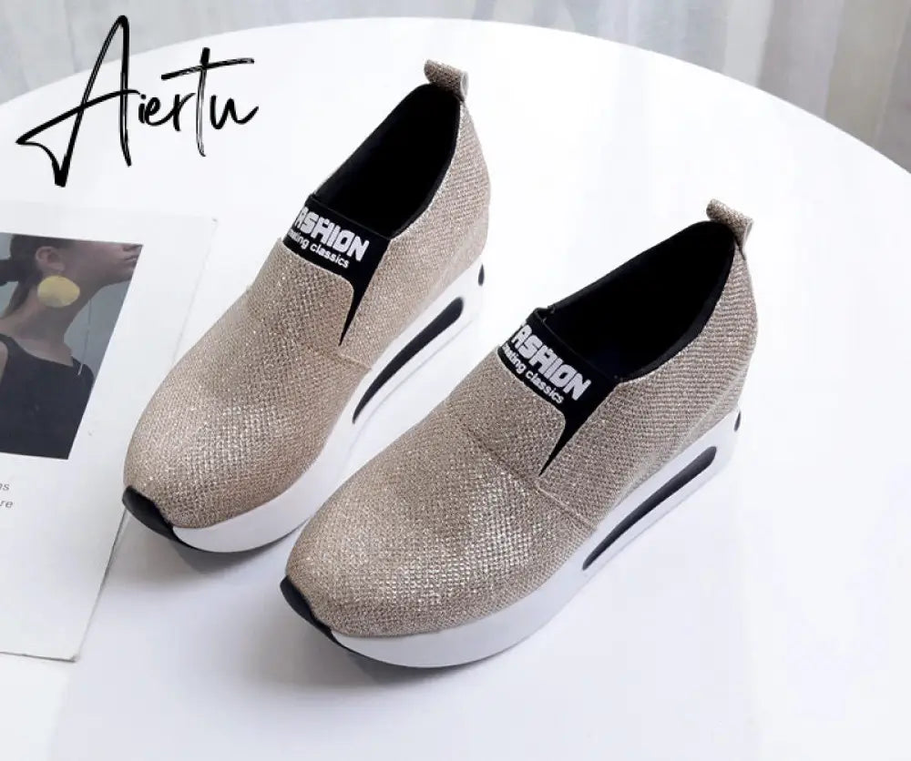 Aiertu platform shoes Flat Shoes women Slip On Casual Platform Shoes women winter women's casual shoes leather shoes slip on sneakers Aiertu