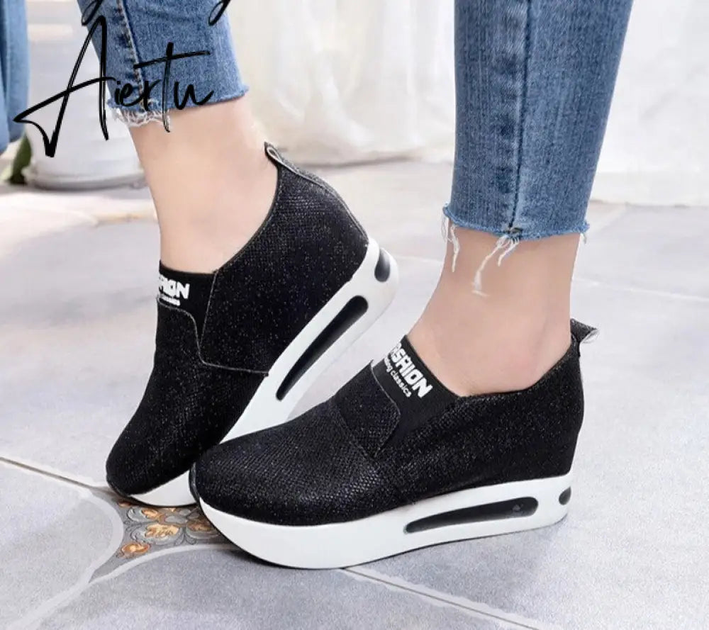 Aiertu platform shoes Flat Shoes women Slip On Casual Platform Shoes women winter women's casual shoes leather shoes slip on sneakers Aiertu