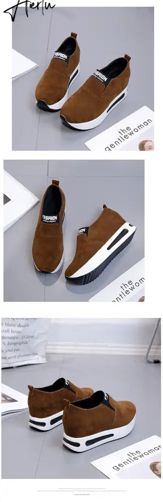 Aiertu platform shoes Flat Shoes women Slip On Casual Platform Shoes women winter women's casual shoes leather shoes slip on sneakers Aiertu