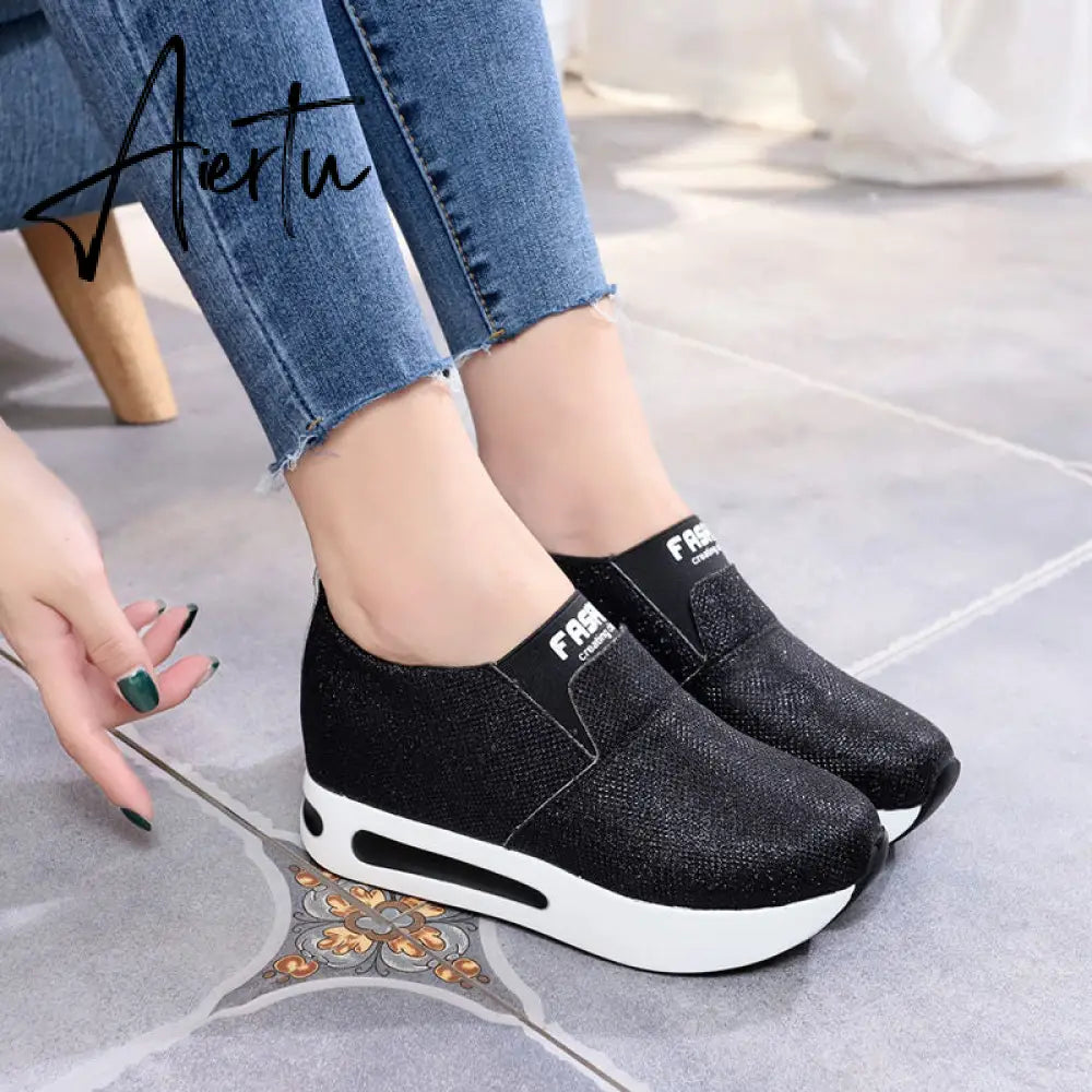 Aiertu platform shoes Flat Shoes women Slip On Casual Platform Shoes women winter women's casual shoes leather shoes slip on sneakers Aiertu