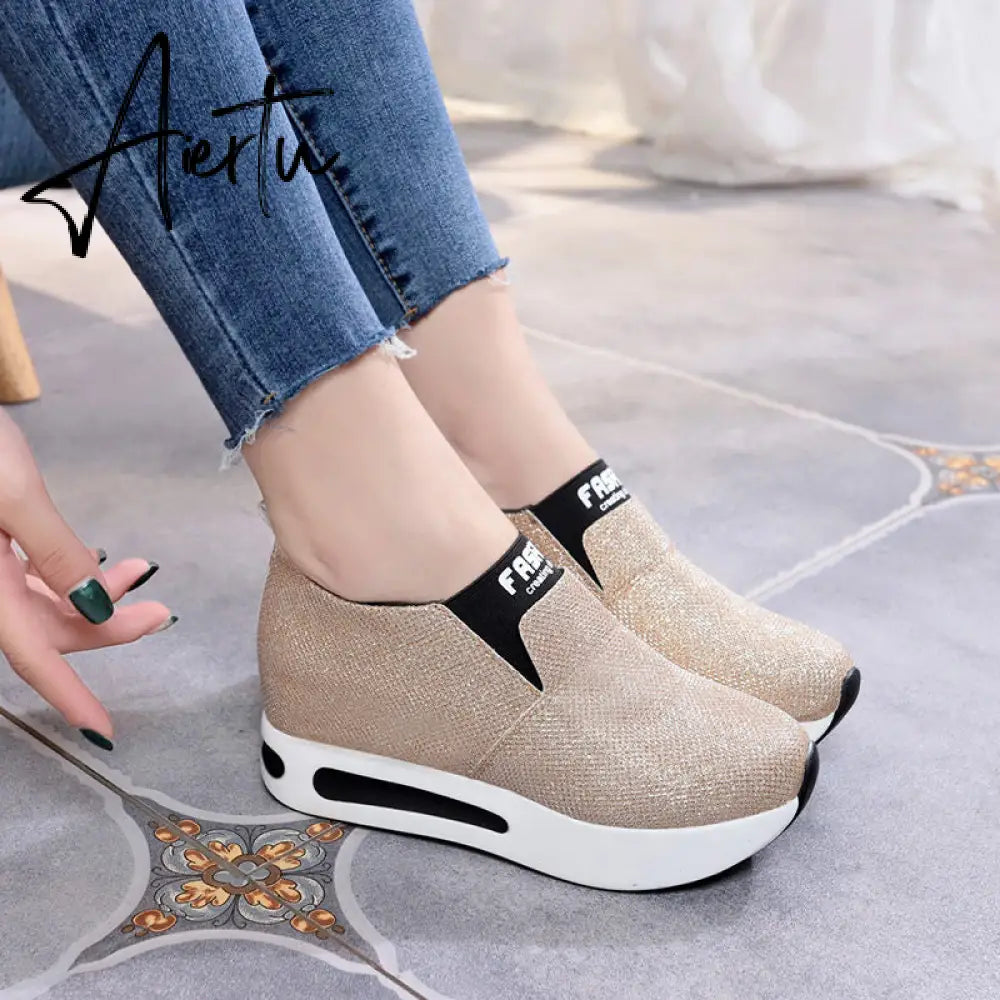 Aiertu platform shoes Flat Shoes women Slip On Casual Platform Shoes women winter women's casual shoes leather shoes slip on sneakers Aiertu
