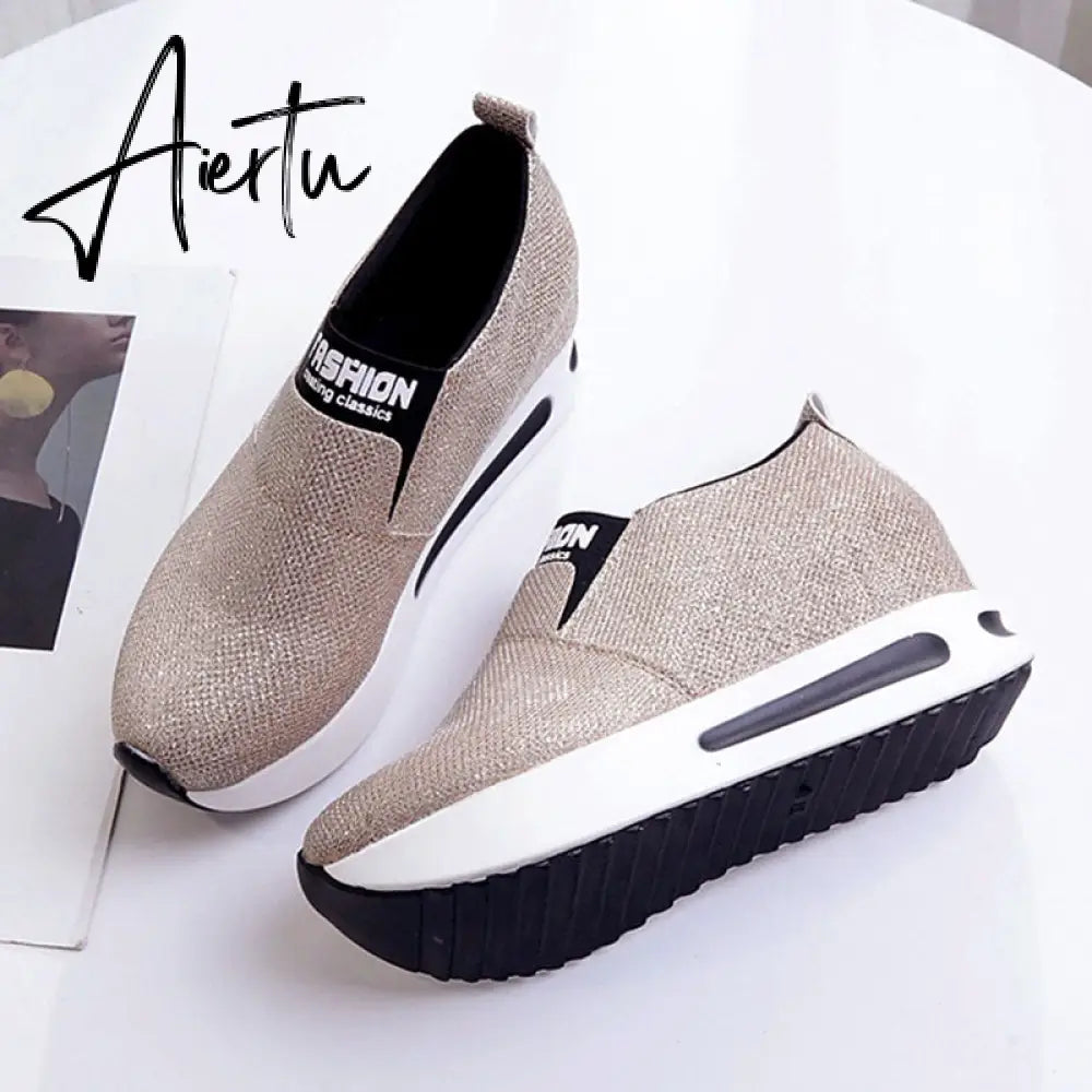 Aiertu platform shoes Flat Shoes women Slip On Casual Platform Shoes women winter women's casual shoes leather shoes slip on sneakers Aiertu