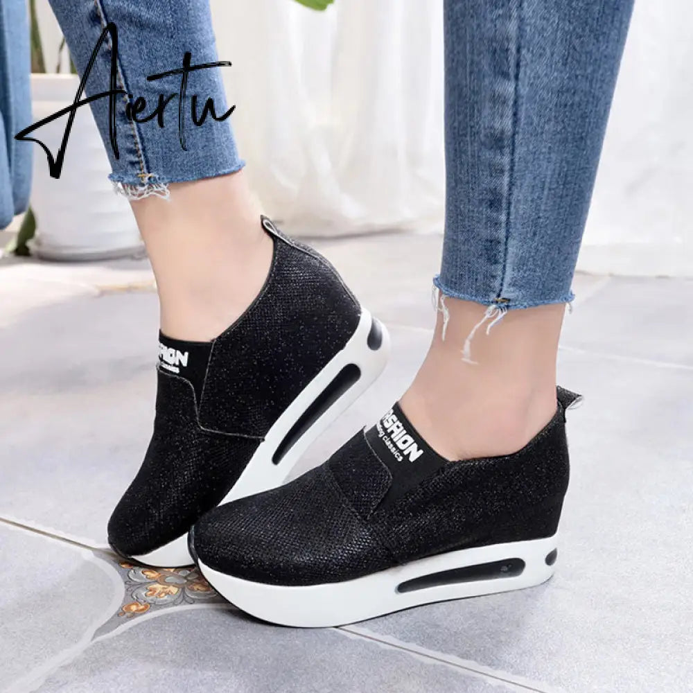 Aiertu platform shoes Flat Shoes women Slip On Casual Platform Shoes women winter women's casual shoes leather shoes slip on sneakers Aiertu