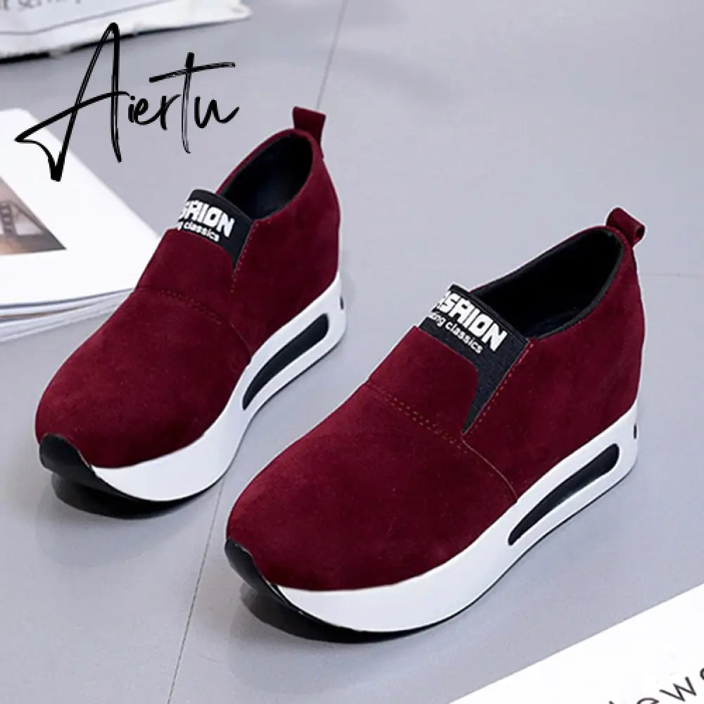 Aiertu platform shoes Flat Shoes women Slip On Casual Platform Shoes women winter women's casual shoes leather shoes slip on sneakers Aiertu