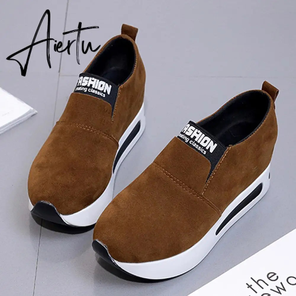 Aiertu platform shoes Flat Shoes women Slip On Casual Platform Shoes women winter women's casual shoes leather shoes slip on sneakers Aiertu