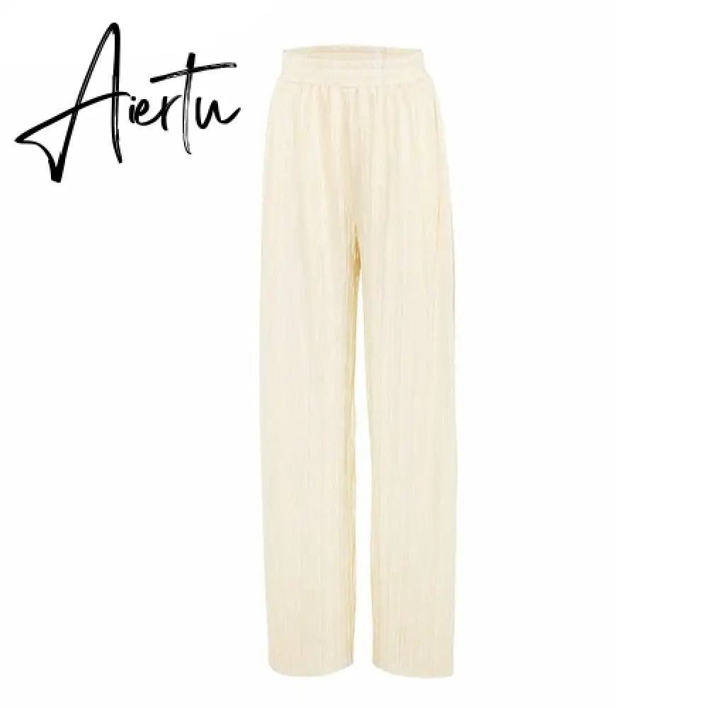 Aiertu Pleated Wide Leg Pants Womens Pants Fashion  Casual Loose Trousers Office Lady Elegant Long Palazzo Pants Aiertu