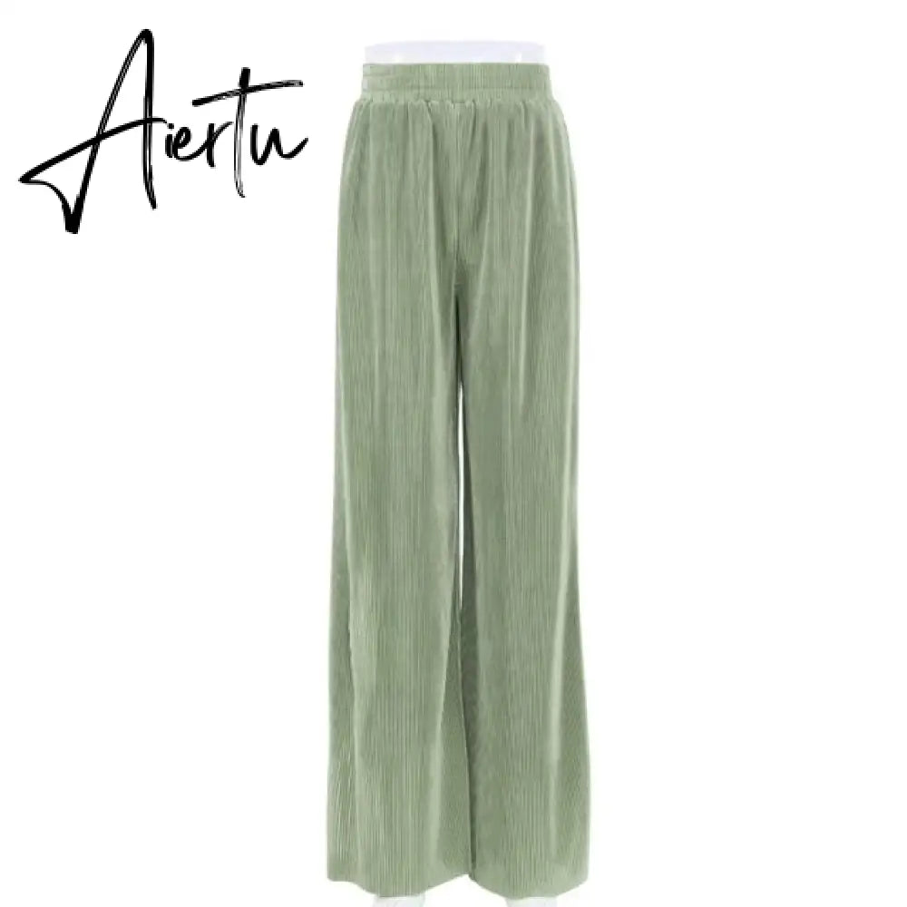 Aiertu Pleated Wide Leg Pants Womens Pants Fashion  Casual Loose Trousers Office Lady Elegant Long Palazzo Pants Aiertu