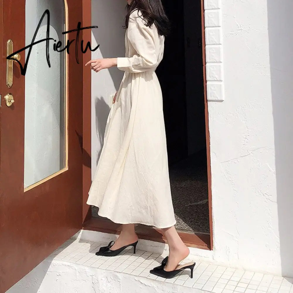 Aiertu  Pointed flat bow slippers women summer wear Baotou half slippers new fashion lazy sandals women's shoes Aiertu
