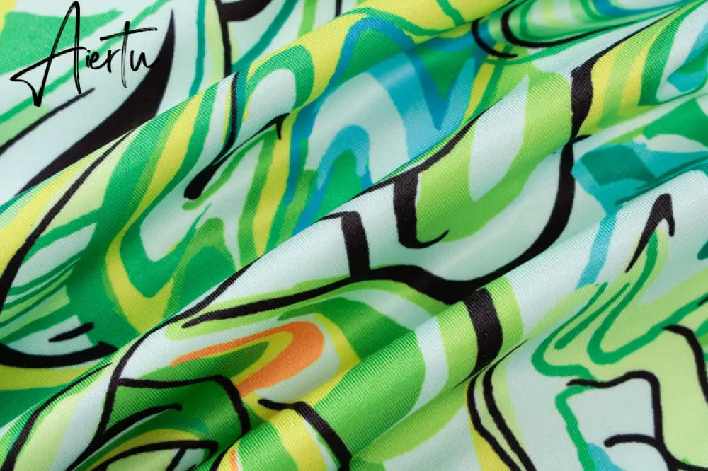 Aiertu Print Sleeveless Bodycon Halter Hollow Out Sexy Top Mini Dress Set Summer Women Fashion Streetwear Outfits Y2K Aiertu