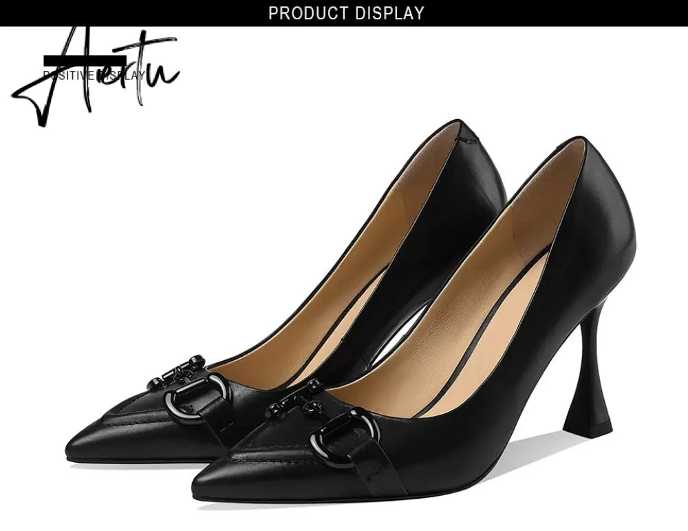 Aiertu  Pumps Women Genuine Leather Pointed Toe Emerald Green Stiletto High Heels Spring Bride Shoes Party Wedding Shoes Aiertu
