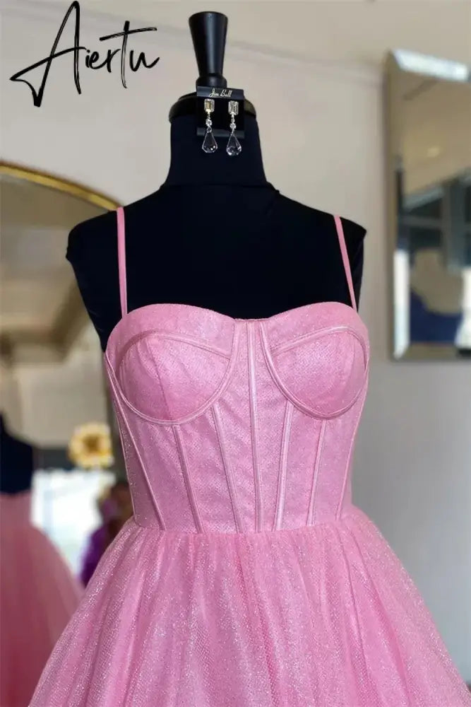 Aiertu Purple Prom Dress Spaghetti Straps Glitter Evening Dresses Robes De Soirée Princess Birthday Formal Occasions PartyDress Aiertu