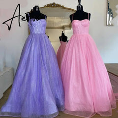 Aiertu Purple Prom Dress Spaghetti Straps Glitter Evening Dresses Robes De Soirée Princess Birthday Formal Occasions PartyDress Aiertu