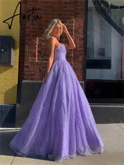 Aiertu Purple Prom Dress Spaghetti Straps Glitter Evening Dresses Robes De Soirée Princess Birthday Formal Occasions PartyDress Aiertu