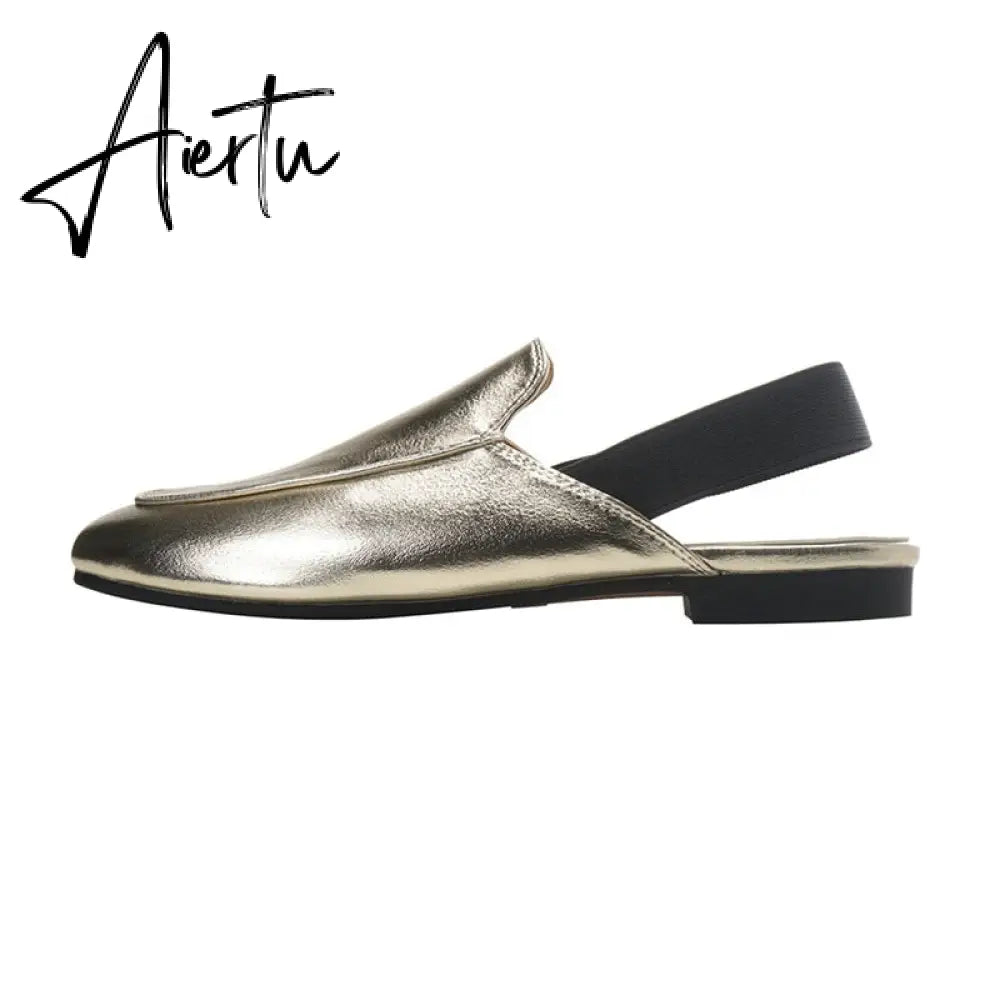 Aiertu  Rear elastic belt half slippers women summer wear Muller shoes new flat sandals Aiertu