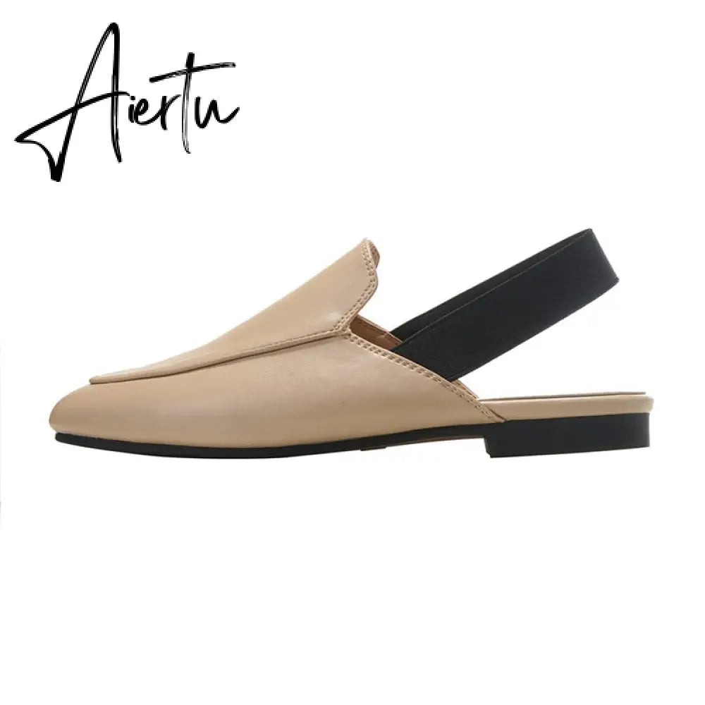 Aiertu  Rear elastic belt half slippers women summer wear Muller shoes new flat sandals Aiertu