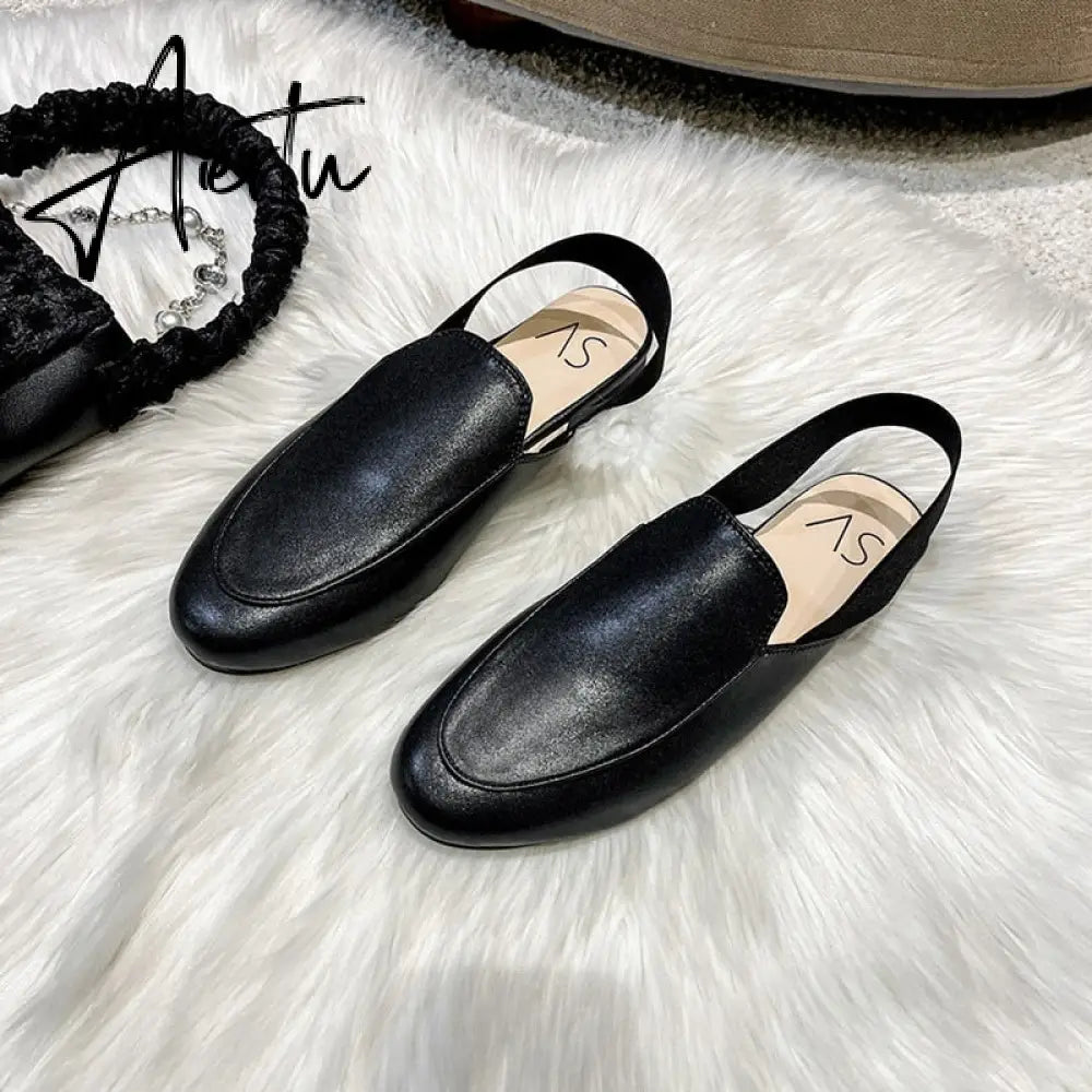 Aiertu  Rear elastic belt half slippers women summer wear Muller shoes new flat sandals Aiertu