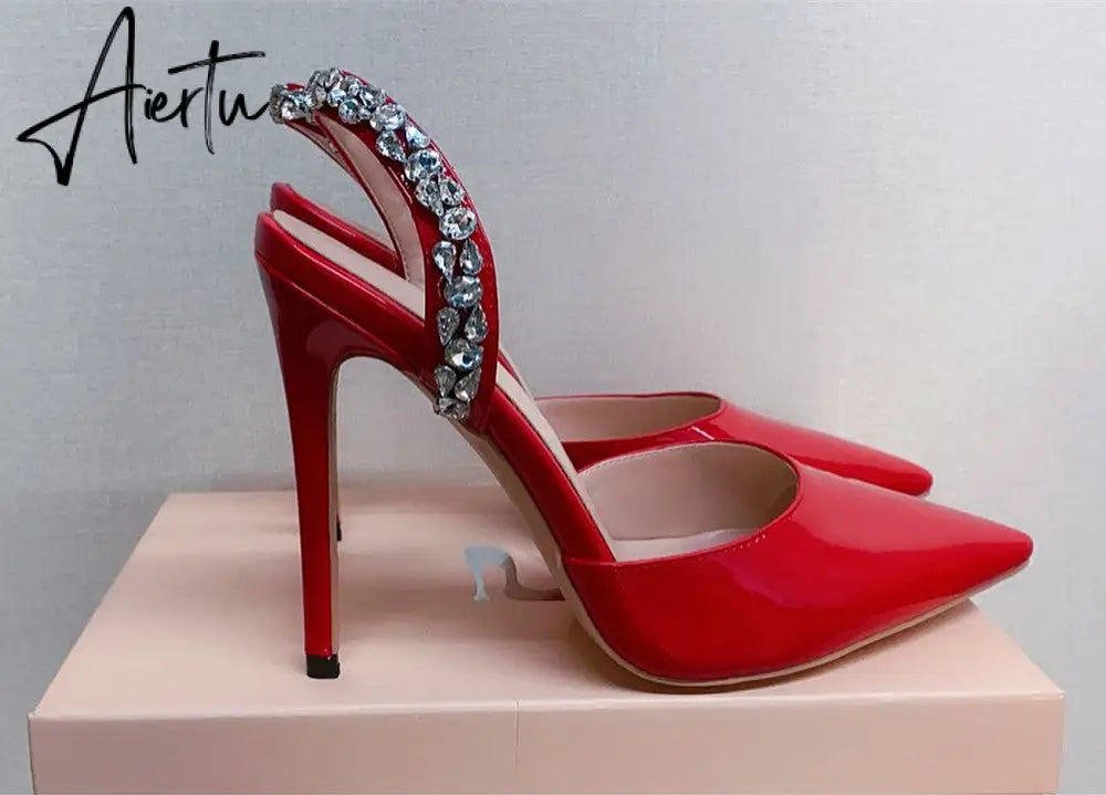 Aiertu  Sandals Woman Summer Ladies Shoes Elegant High Heels Stiletto Sandals Pointed Toe Crystal Wedding Shoes Luxury Women Pumps Aiertu
