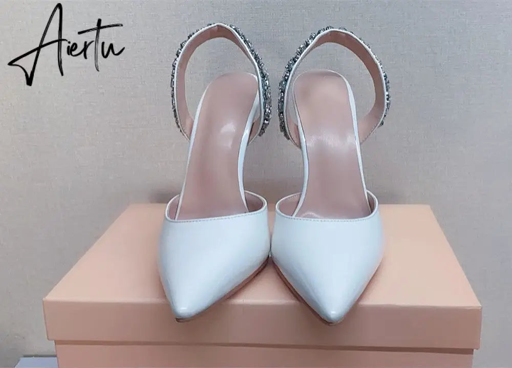 Aiertu  Sandals Woman Summer Ladies Shoes Elegant High Heels Stiletto Sandals Pointed Toe Crystal Wedding Shoes Luxury Women Pumps Aiertu