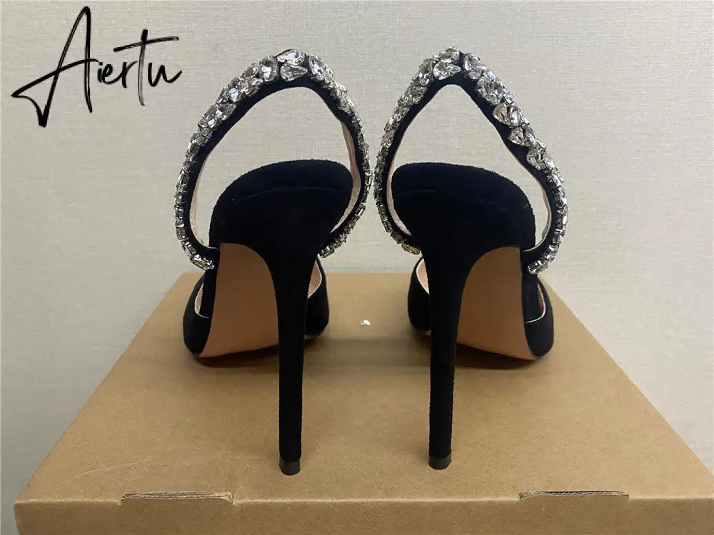 Aiertu  Sandals Woman Summer Ladies Shoes Elegant High Heels Stiletto Sandals Pointed Toe Crystal Wedding Shoes Luxury Women Pumps Aiertu