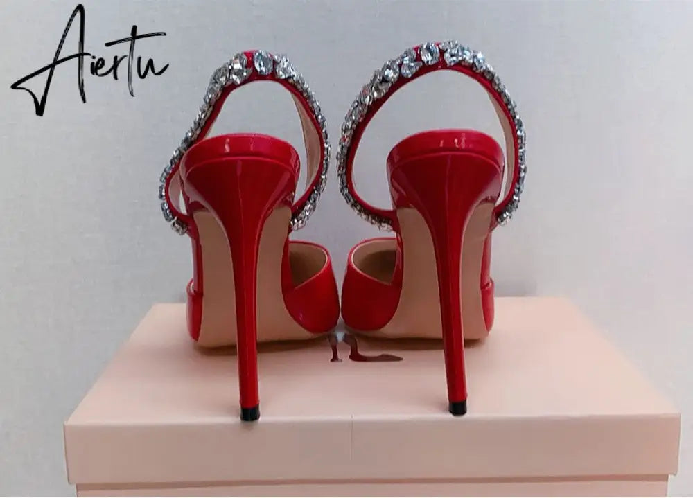 Aiertu  Sandals Woman Summer Ladies Shoes Elegant High Heels Stiletto Sandals Pointed Toe Crystal Wedding Shoes Luxury Women Pumps Aiertu