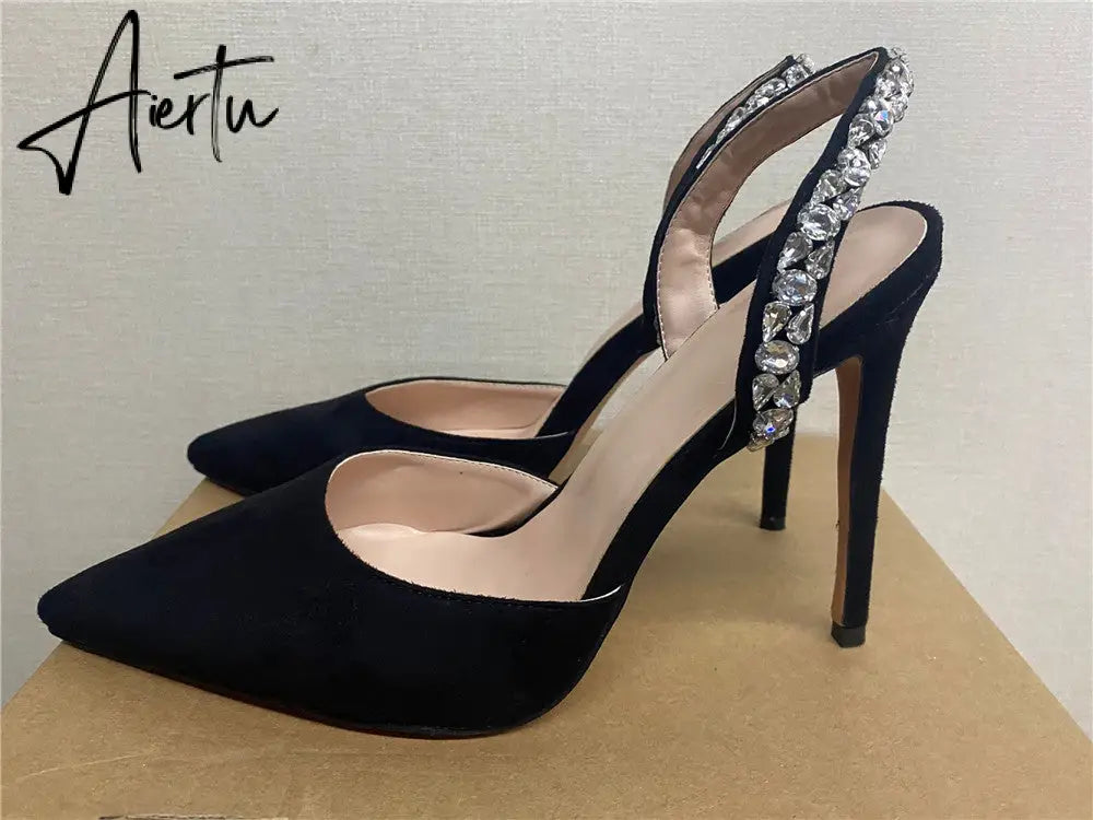 Aiertu  Sandals Woman Summer Ladies Shoes Elegant High Heels Stiletto Sandals Pointed Toe Crystal Wedding Shoes Luxury Women Pumps Aiertu