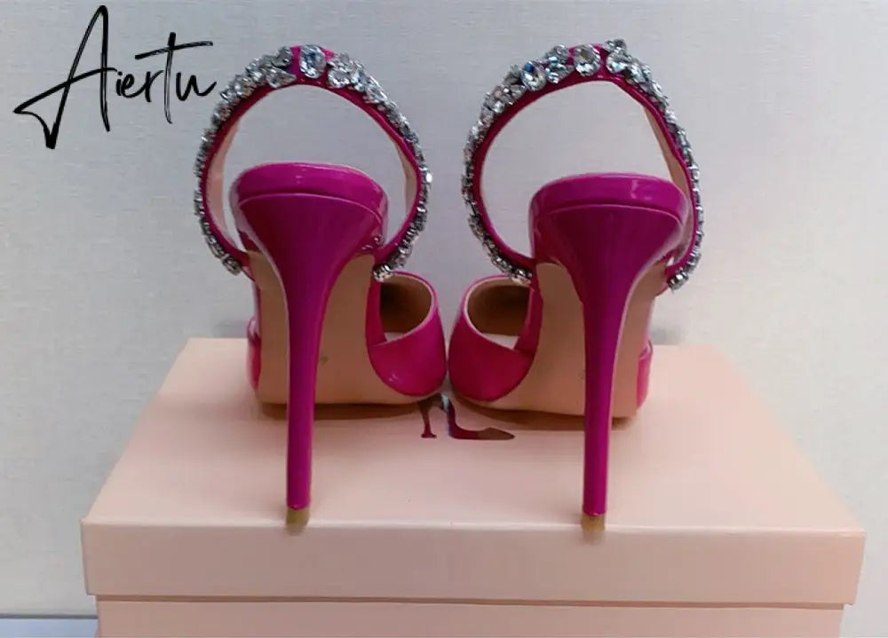 Aiertu  Sandals Woman Summer Ladies Shoes Elegant High Heels Stiletto Sandals Pointed Toe Crystal Wedding Shoes Luxury Women Pumps Aiertu