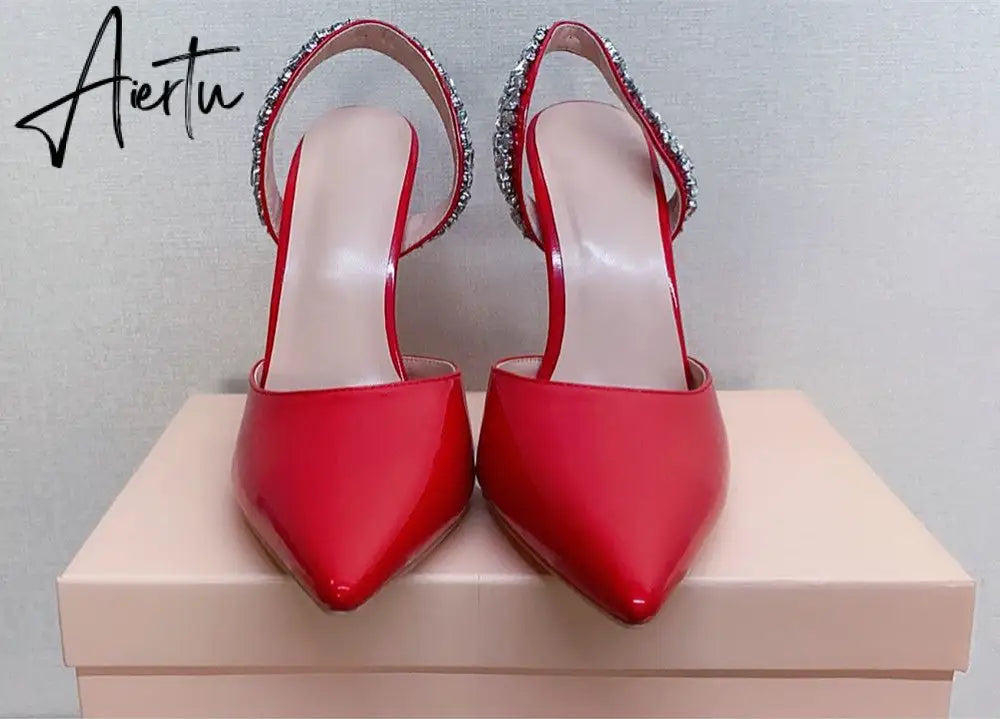 Aiertu  Sandals Woman Summer Ladies Shoes Elegant High Heels Stiletto Sandals Pointed Toe Crystal Wedding Shoes Luxury Women Pumps Aiertu