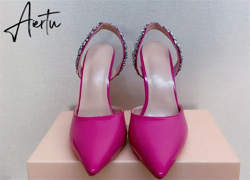 Aiertu  Sandals Woman Summer Ladies Shoes Elegant High Heels Stiletto Sandals Pointed Toe Crystal Wedding Shoes Luxury Women Pumps Aiertu