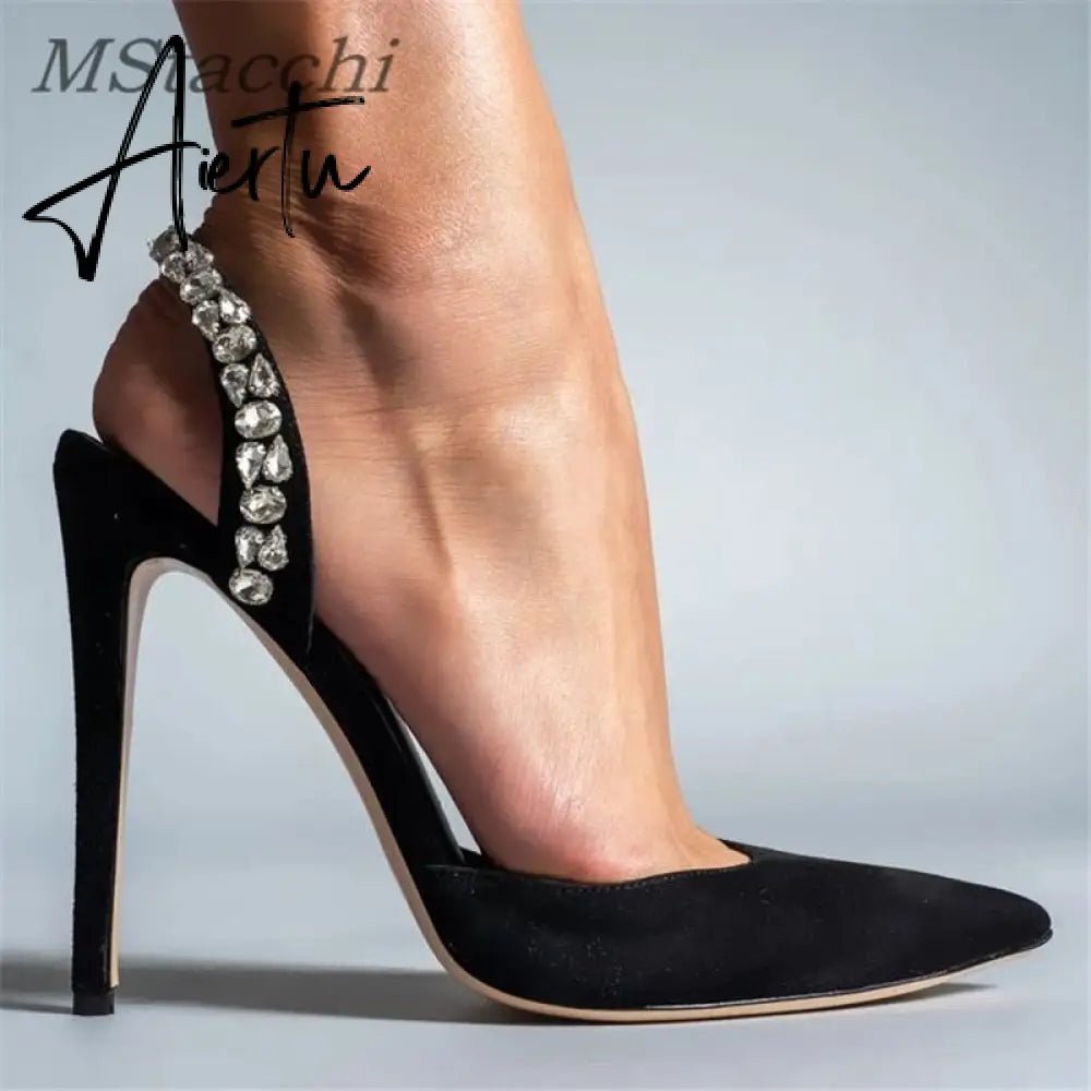Aiertu  Sandals Woman Summer Ladies Shoes Elegant High Heels Stiletto Sandals Pointed Toe Crystal Wedding Shoes Luxury Women Pumps Aiertu