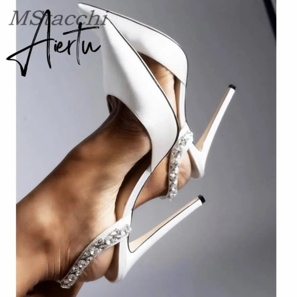 Aiertu  Sandals Woman Summer Ladies Shoes Elegant High Heels Stiletto Sandals Pointed Toe Crystal Wedding Shoes Luxury Women Pumps Aiertu