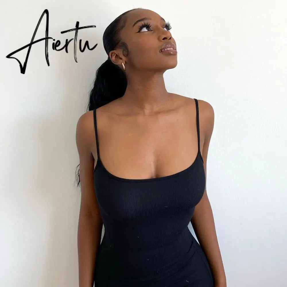 Aiertu  Satin Slip Sleeveless Backless Slim Sexy Maxi Dress Spring Women  Party Y2K Concise Bodycon Elegant  Clothing Aiertu