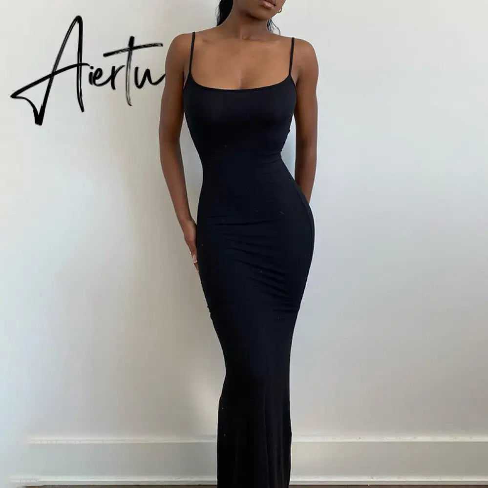Aiertu  Satin Slip Sleeveless Backless Slim Sexy Maxi Dress Spring Women  Party Y2K Concise Bodycon Elegant  Clothing Aiertu