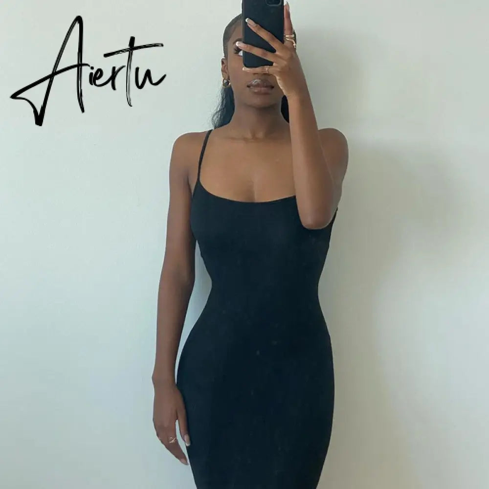 Aiertu  Satin Slip Sleeveless Backless Slim Sexy Maxi Dress Spring Women  Party Y2K Concise Bodycon Elegant  Clothing Aiertu
