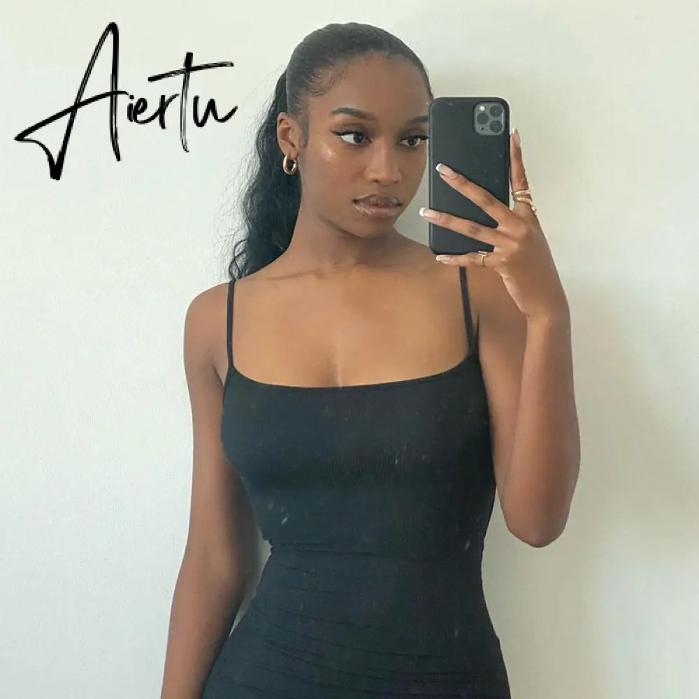 Aiertu  Satin Slip Sleeveless Backless Slim Sexy Maxi Dress Spring Women  Party Y2K Concise Bodycon Elegant  Clothing Aiertu